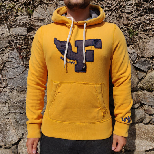 California Dream WHO.A.U Vintage Yellow Embroidered Hoodie Men Size Medium