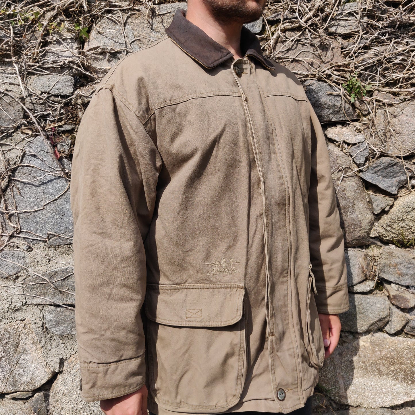 Trespass Vintage Beige Quilted Insulated Outdoor Coat Jacket Men Size Small