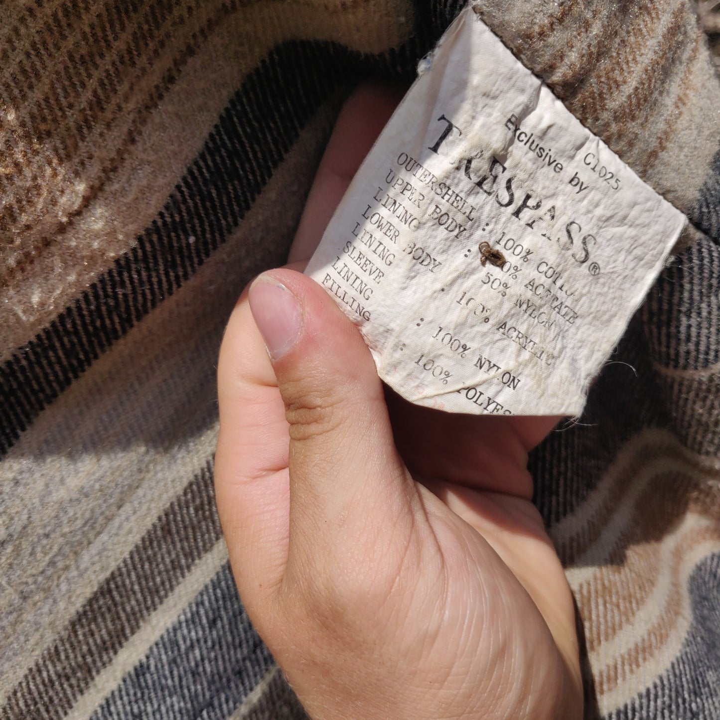 Trespass Vintage Beige Quilted Insulated Outdoor Coat Jacket Men Size Small