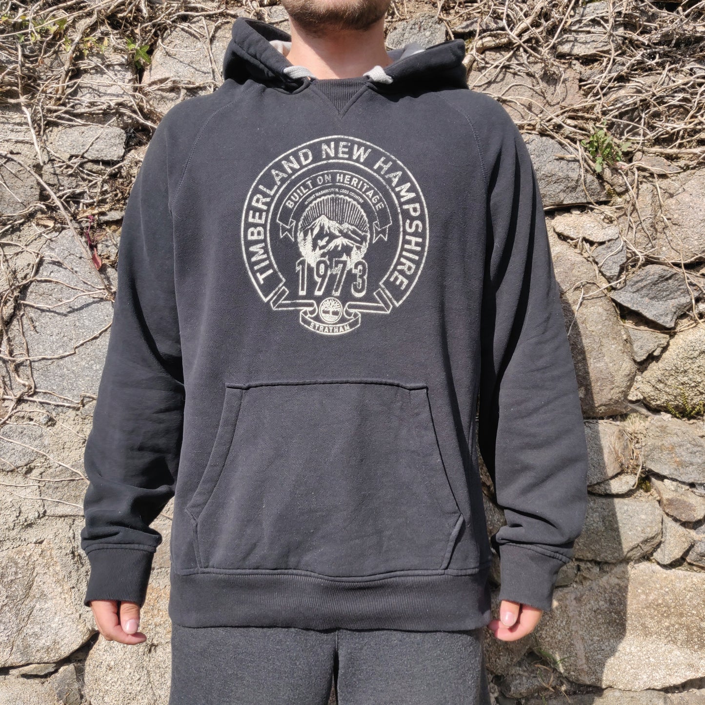 Timberland New Hampshire Vintage Black Regular Fit Pullover Hoodie Men Size XL