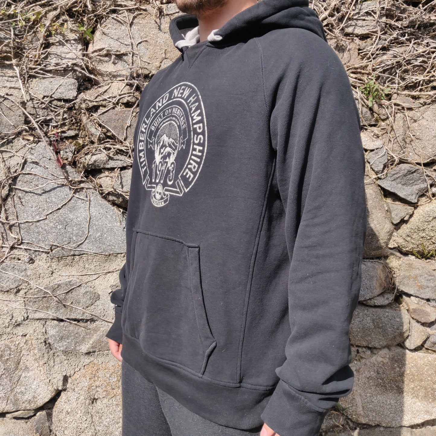 Timberland New Hampshire Vintage Black Regular Fit Pullover Hoodie Men Size XL