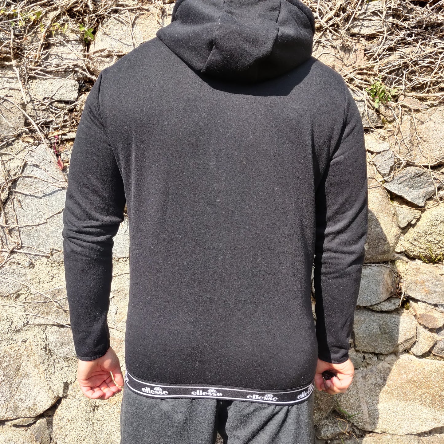 Ellesse Black Fleece Lined Full Zip Hoodie Men Size Medium