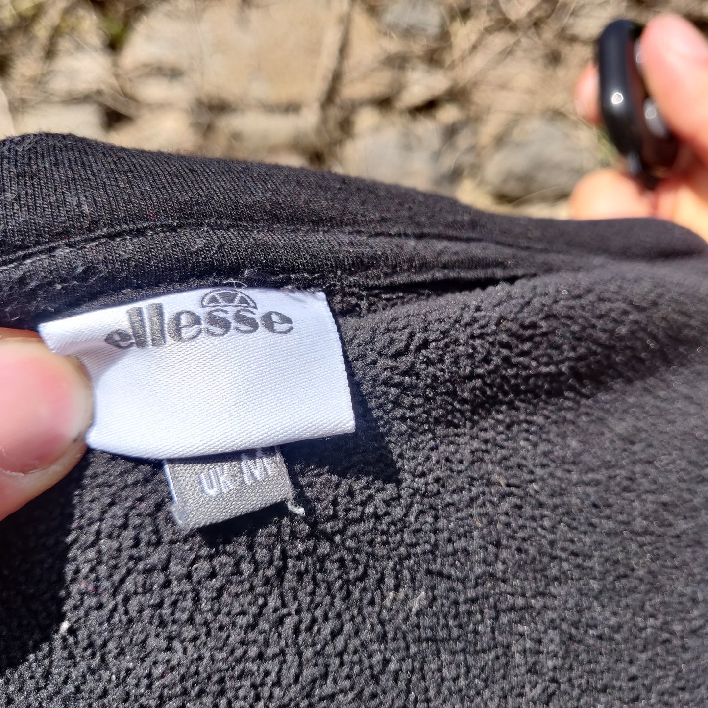 Ellesse Black Fleece Lined Full Zip Hoodie Men Size Medium