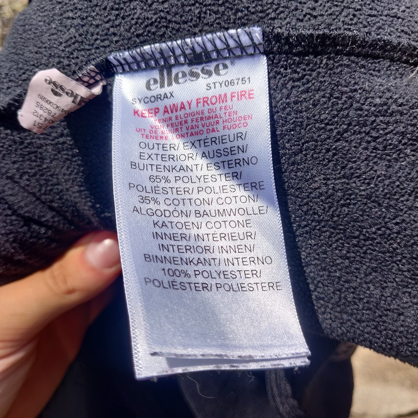 Ellesse Black Fleece Lined Full Zip Hoodie Men Size Medium