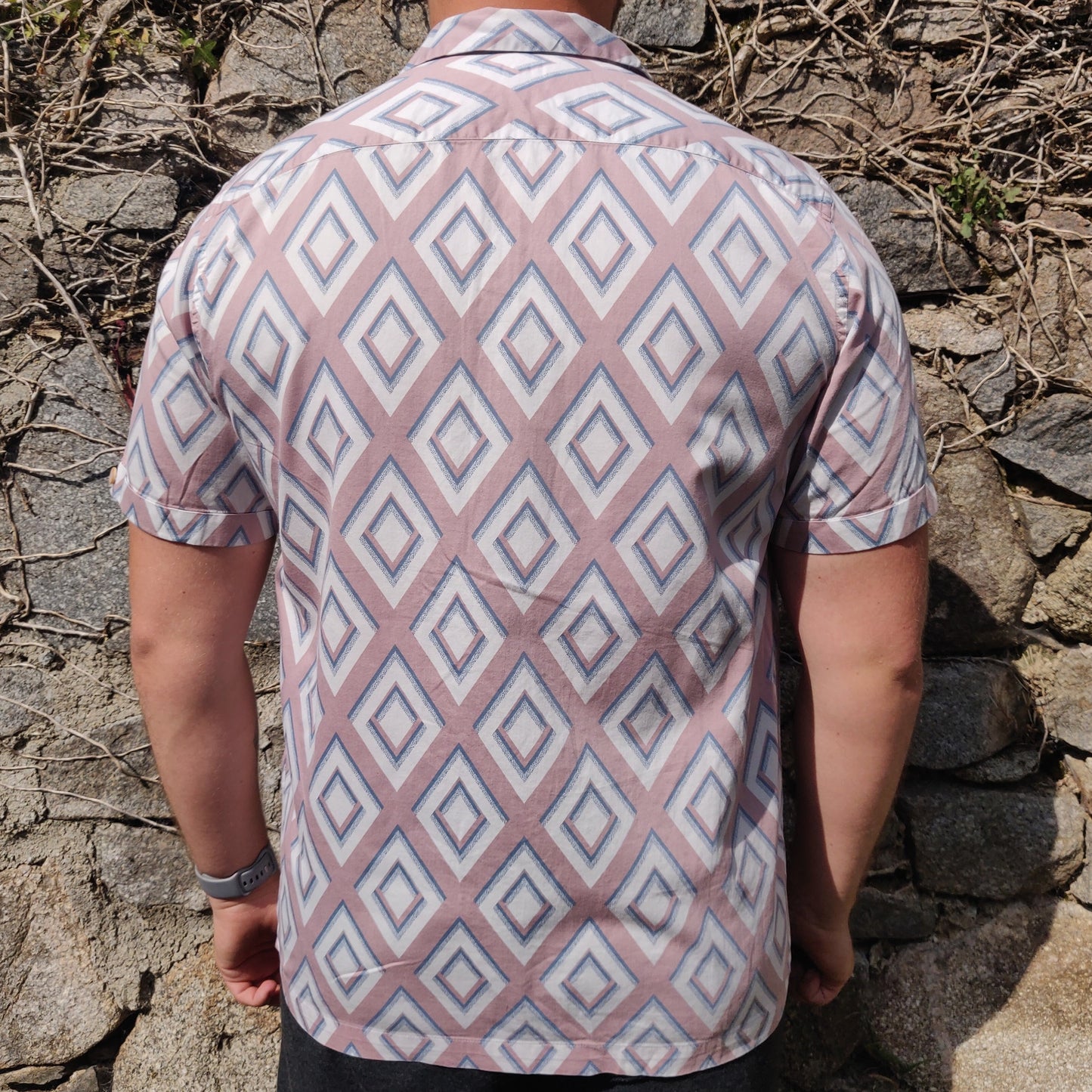 Ted Baker London White Pink Diamond Pattern Geometric Pastel Shirt Men Large (4)