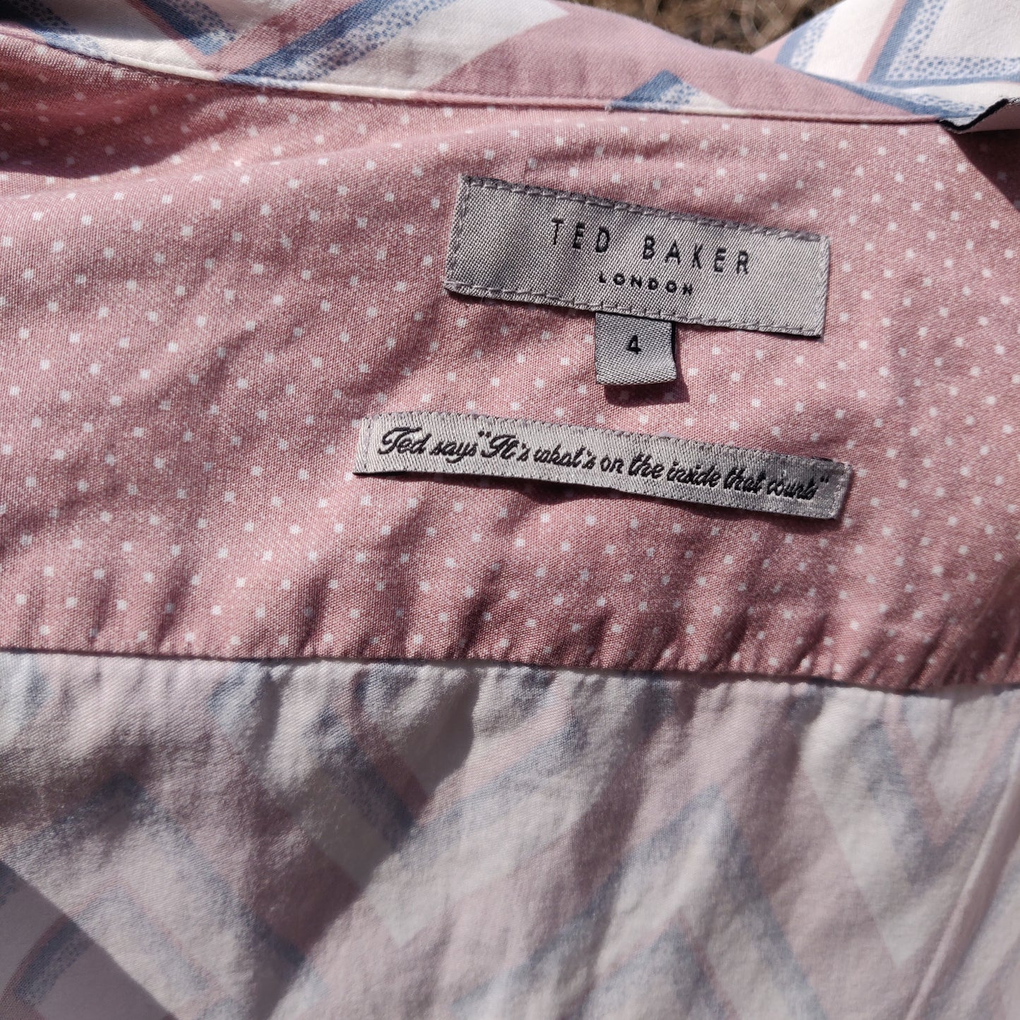 Ted Baker London White Pink Diamond Pattern Geometric Pastel Shirt Men Large (4)