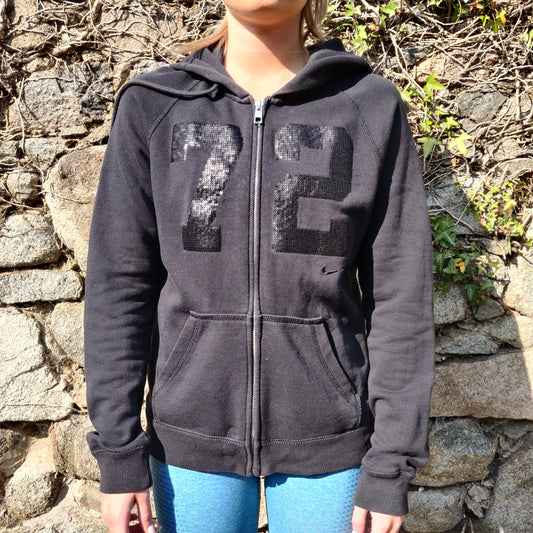 Nike The Athletic Dept Black Full Zip Casual Spell Out 72 Hoodie Women Size Small
