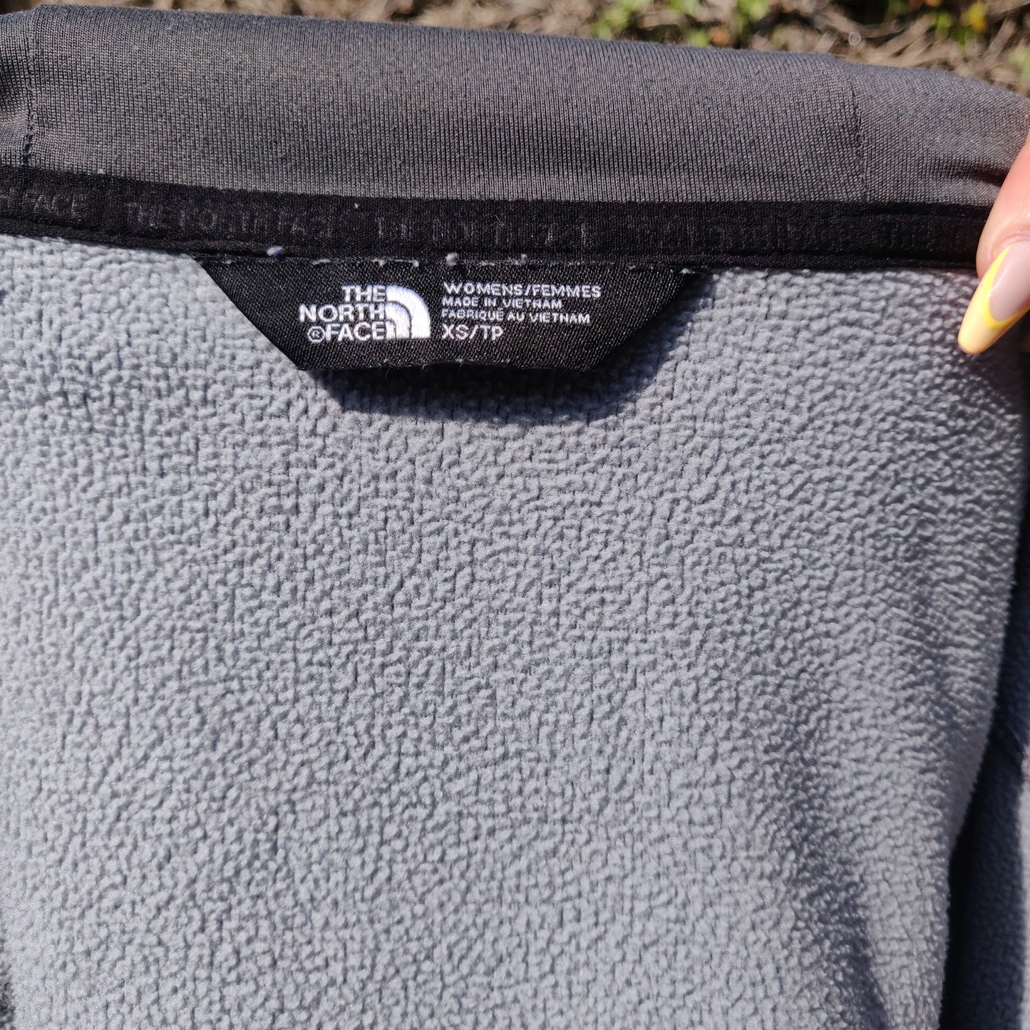 The North Face Grey Full Zip Outdoor Hooded Fleece Jacket Women Size XS