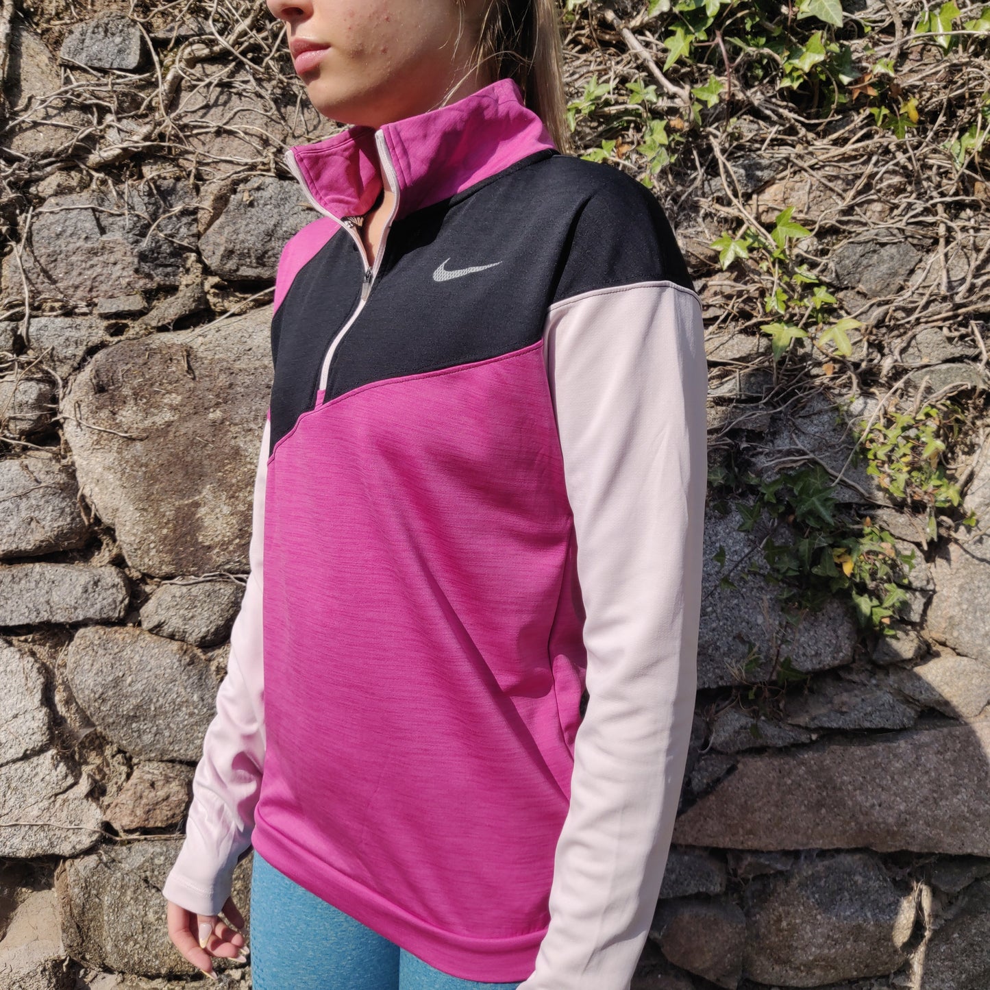 Nike Icon Clash Dri-Fit Pink Midlayer Running/Training 1/4 Zip Top Shirt Women XS