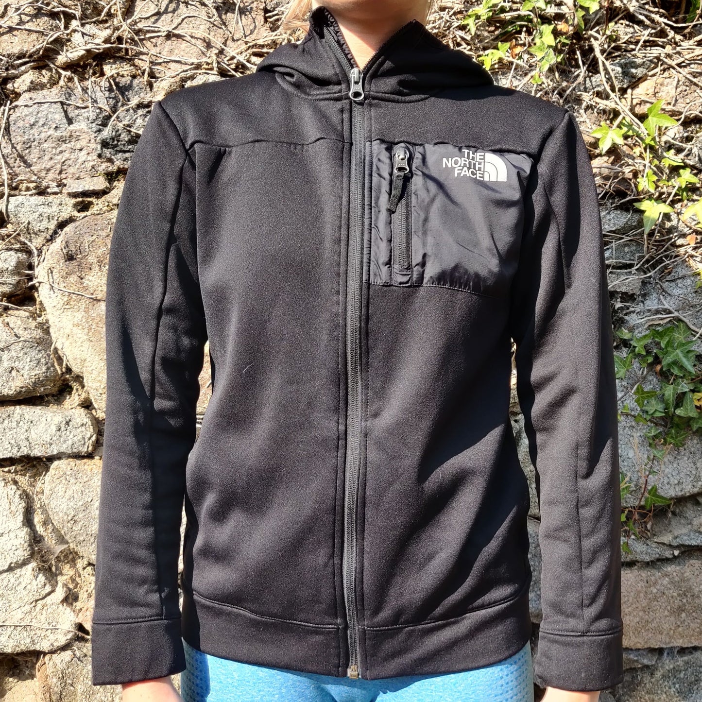 The North Face Black Athletic Outdoor Full Zip Fleece Jacket Boys Junior Youth Large