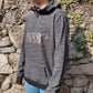 Guess Grey Gold Jeweled Logo Half-Zip Pullover Hoodie Women Size Medium
