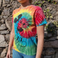 Disney Mickey Mouse Multicolour Dye Crop Tee Crew Neck T-Shirt Women Size Small