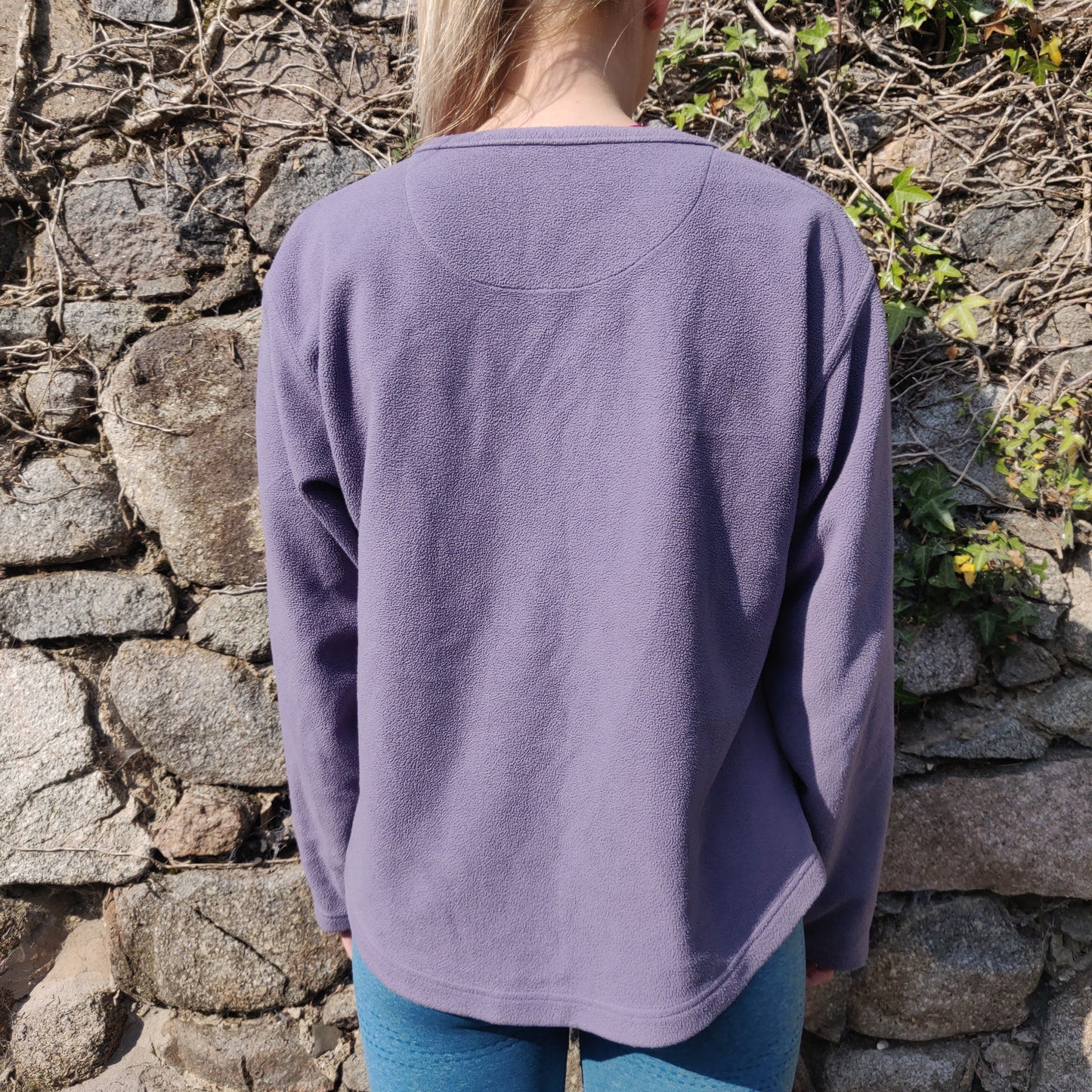 Reebok Vintage Purple V Neck Fleece Jumper Sweatshirt Women Size UK 14 / Medium