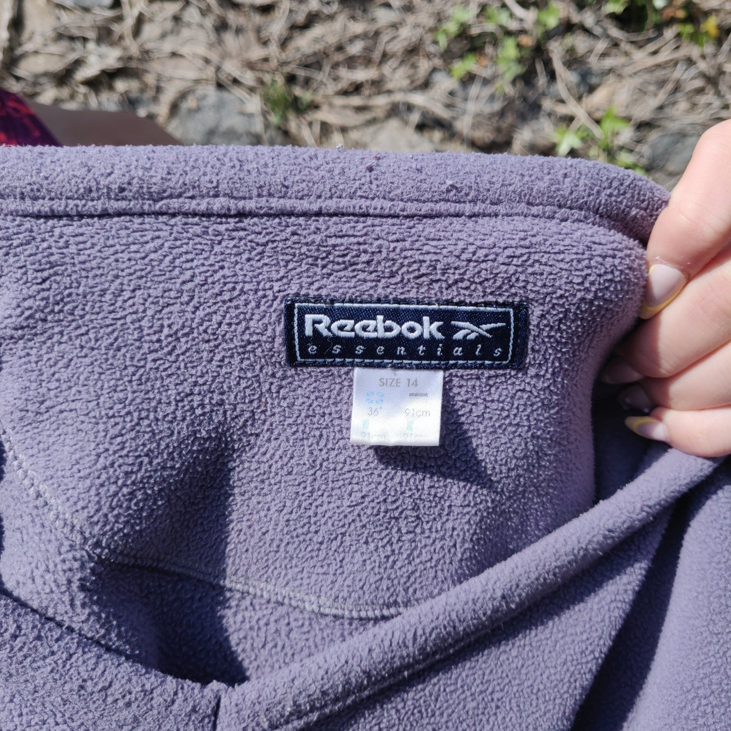 Reebok Vintage Purple V Neck Fleece Jumper Sweatshirt Women Size UK 14 / Medium