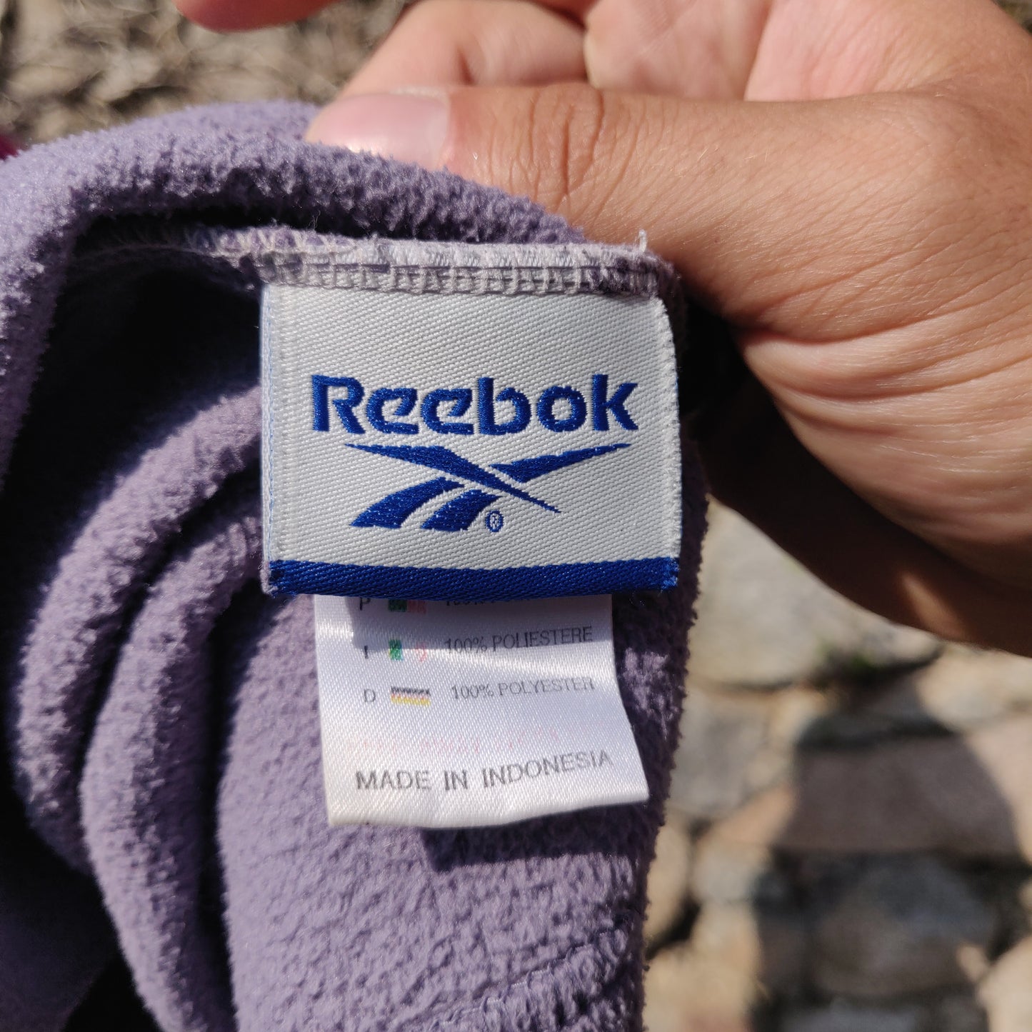 Reebok Vintage Purple V Neck Fleece Jumper Sweatshirt Women Size UK 14 / Medium