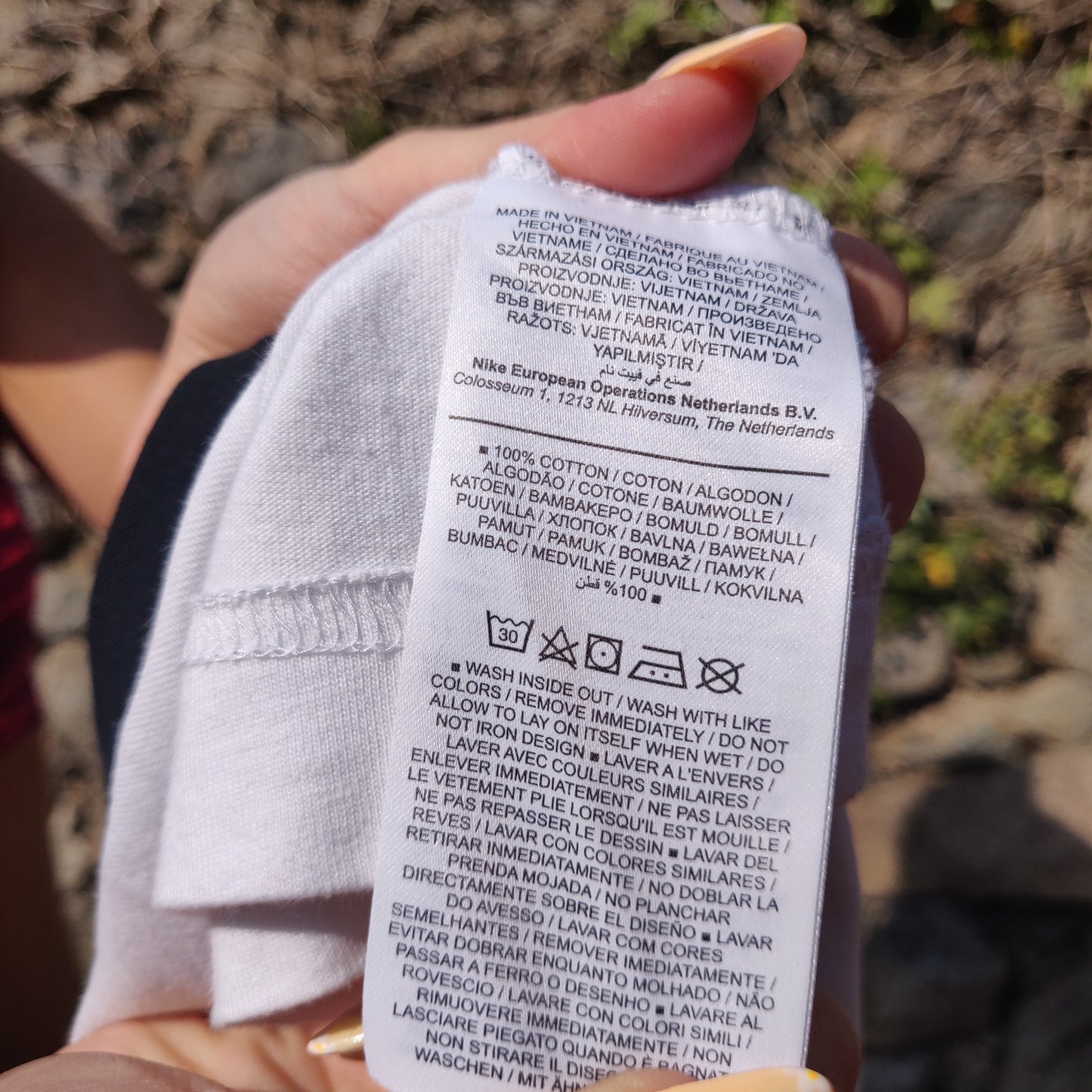 Nike White Black Long Sleeve Big Logo Crew Neck Cotton T-shirt Women Size XS