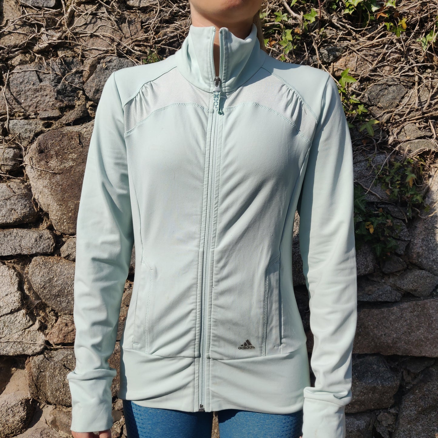 Adidas Light Blue Running Tracksuit Top Track Jacket Women Size UK 12 Medium