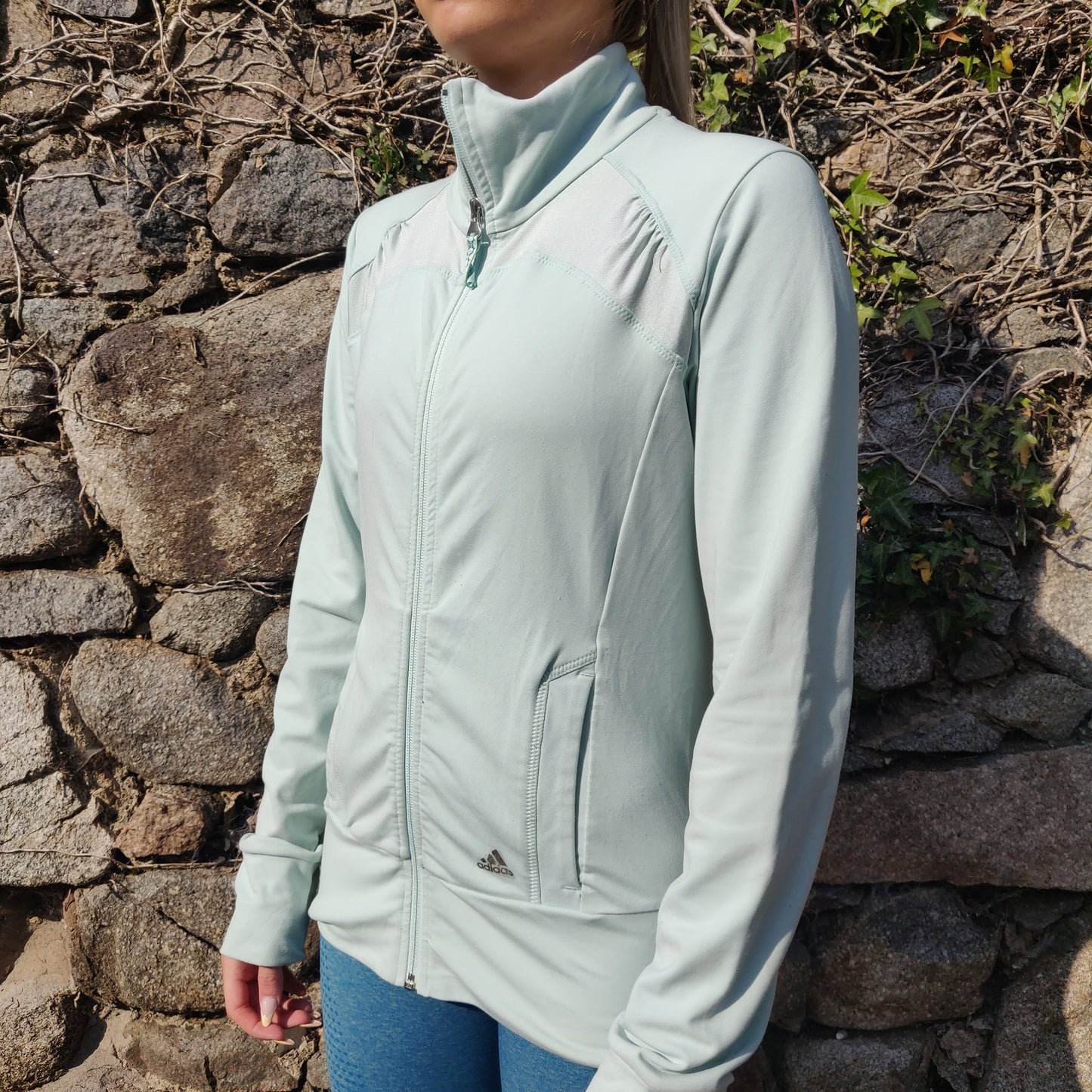 Adidas Light Blue Running Tracksuit Top Track Jacket Women Size UK 12 Medium