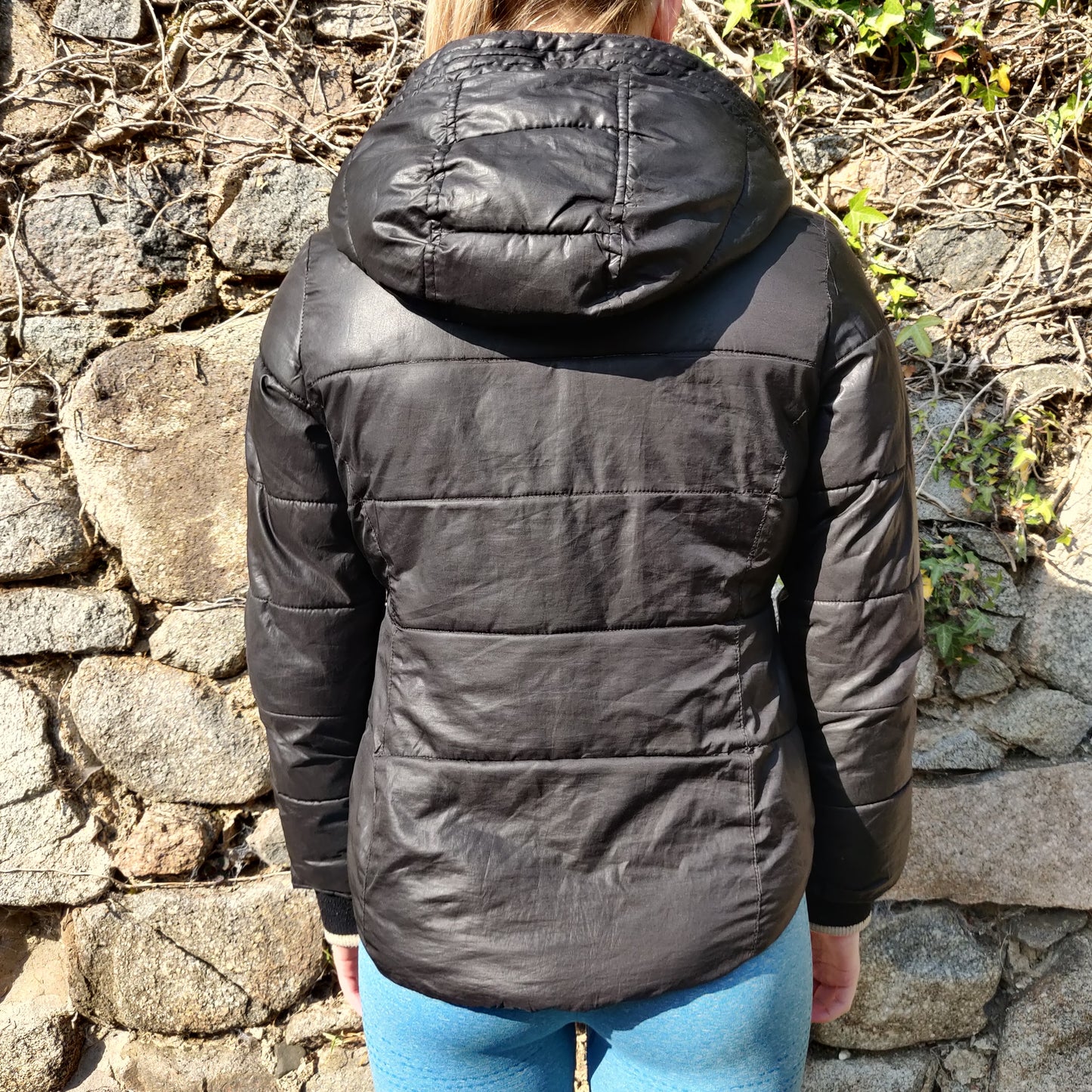 Michael Kors Black Faux Fur Hooded Puffer Jacket Coat Women Size UK 10/12