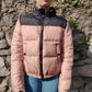 Diesel Pink & Black Quilted Insulated Cropped Hooded Puffer Jacket Women Size Small