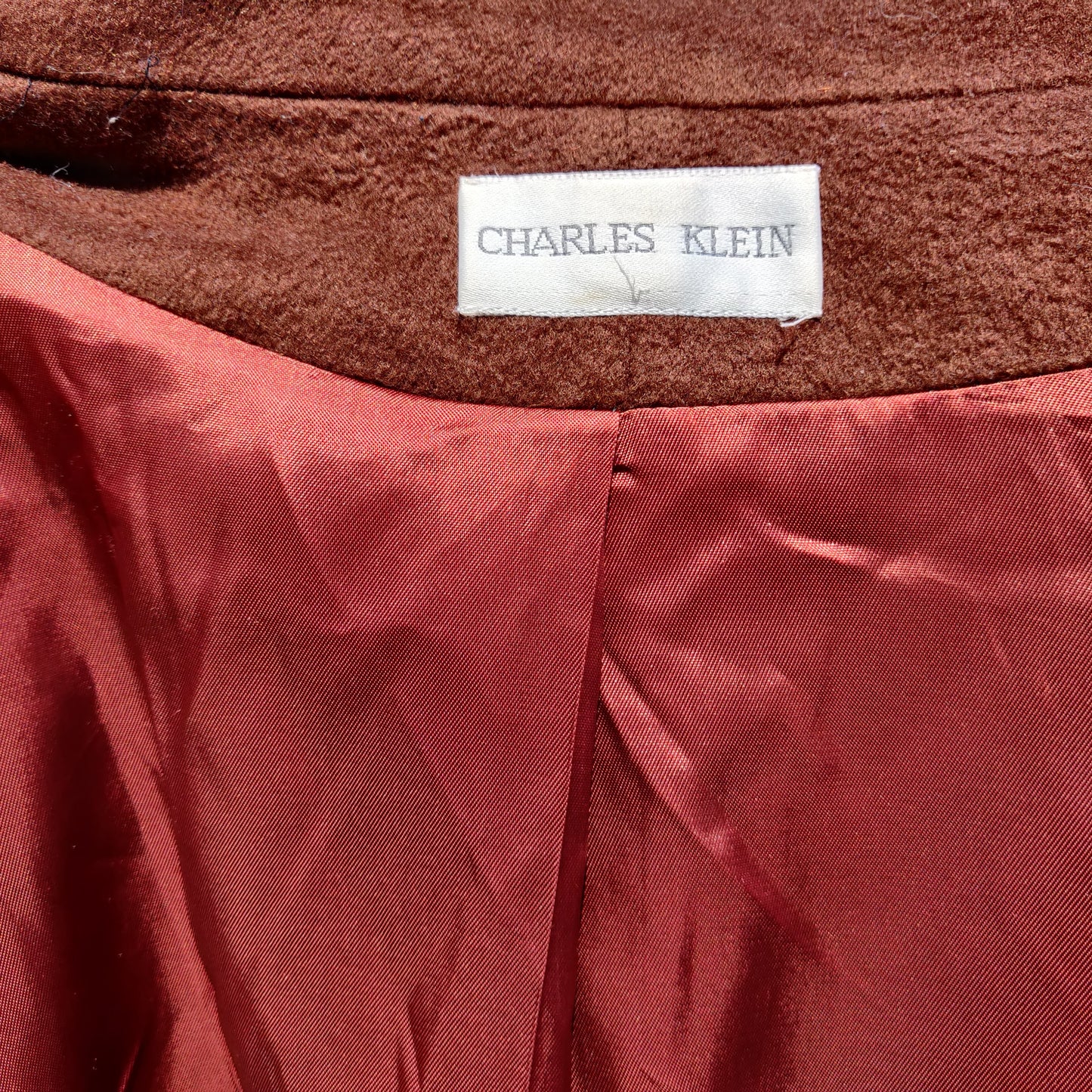 Charles Klein Vintage Made in USA Brown Wool Long Trench Coat Jacket Men Size XL