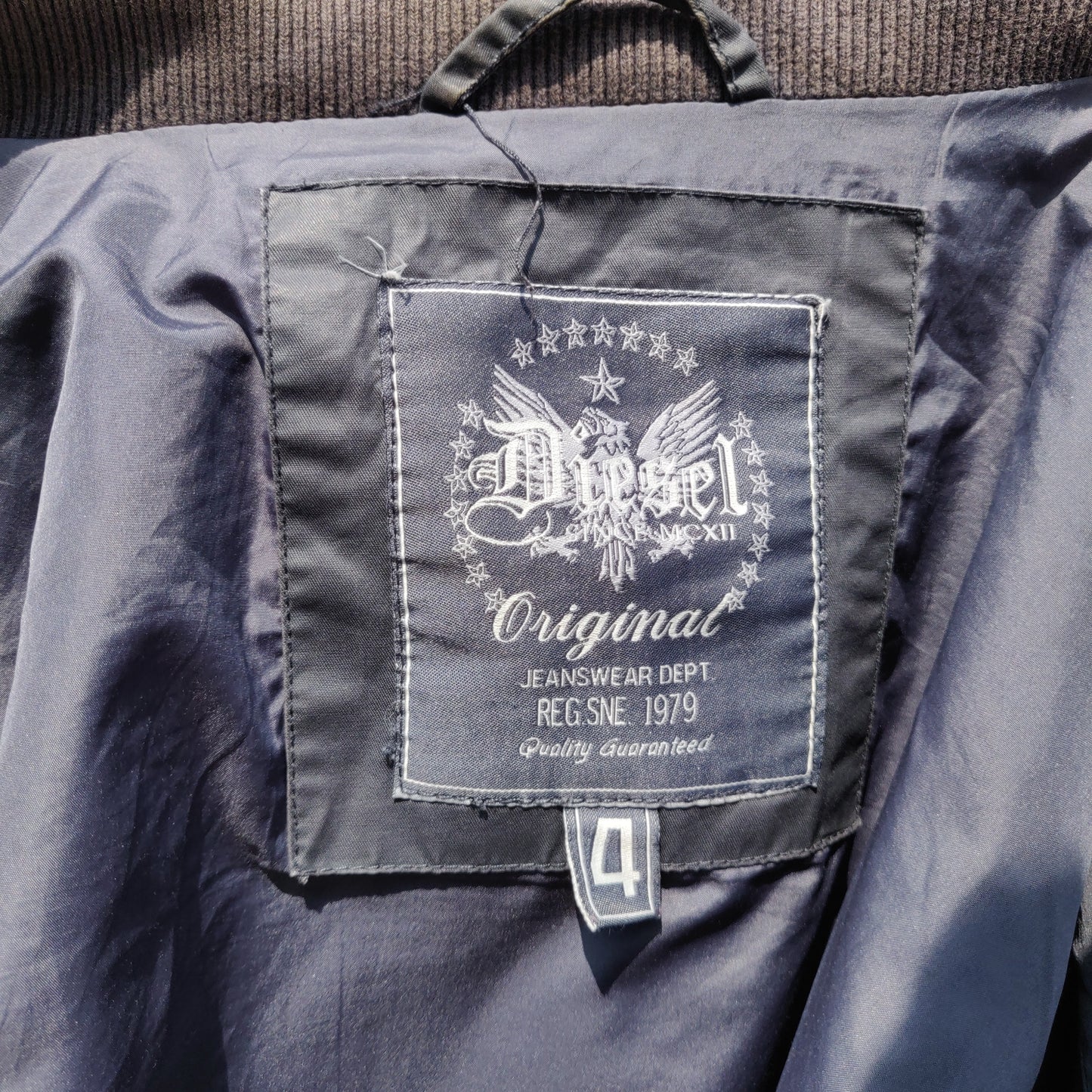 Diesel Industry Vintage Grey Nylon Rain Bomber Jacket Coat Men Size 4 / Large