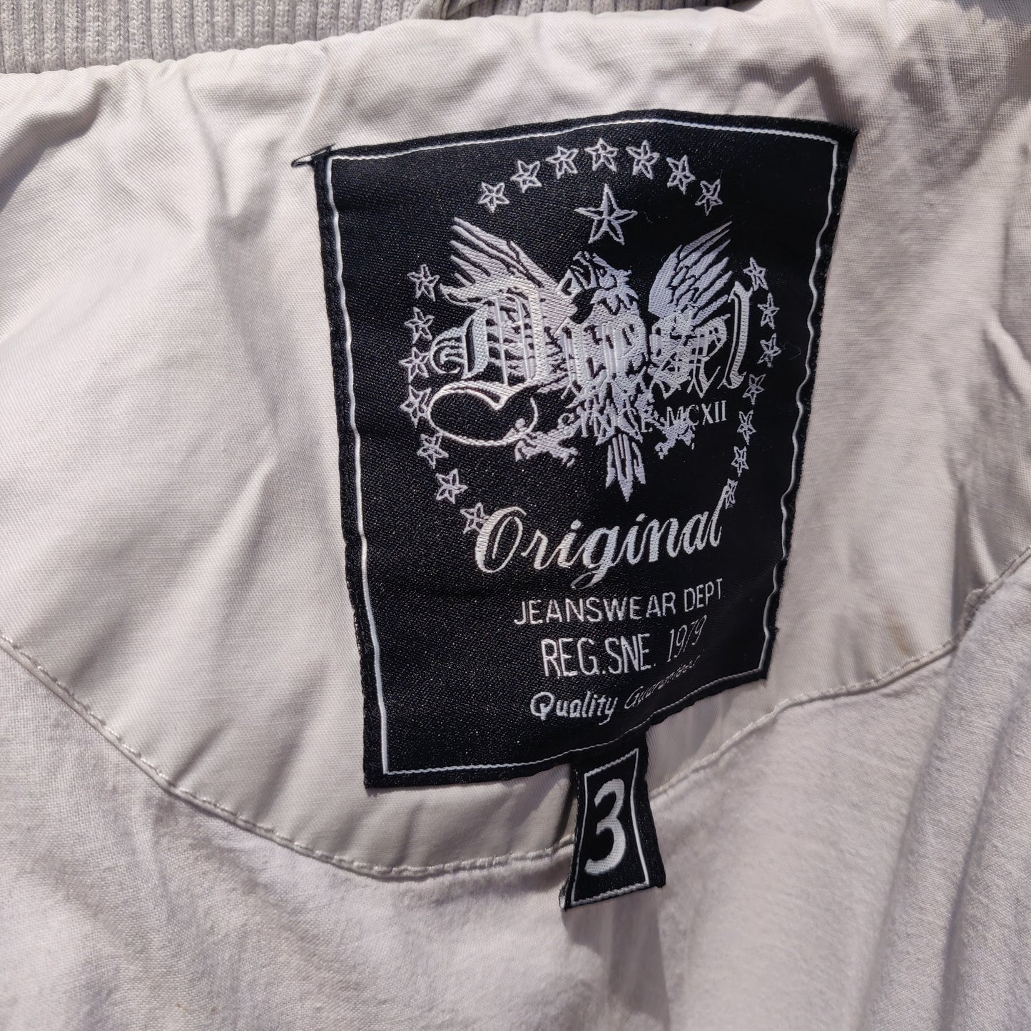 Diesel Jeanswear Vintage White Cotton Bomber Jacket Coat Men Size 3 / Medium