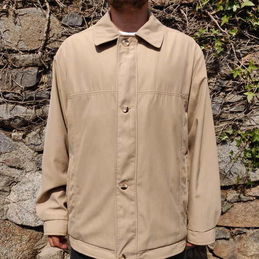 Lapidus Exclusive Sports Vintage Beige Harrington Bomber Jacket Men Size XL