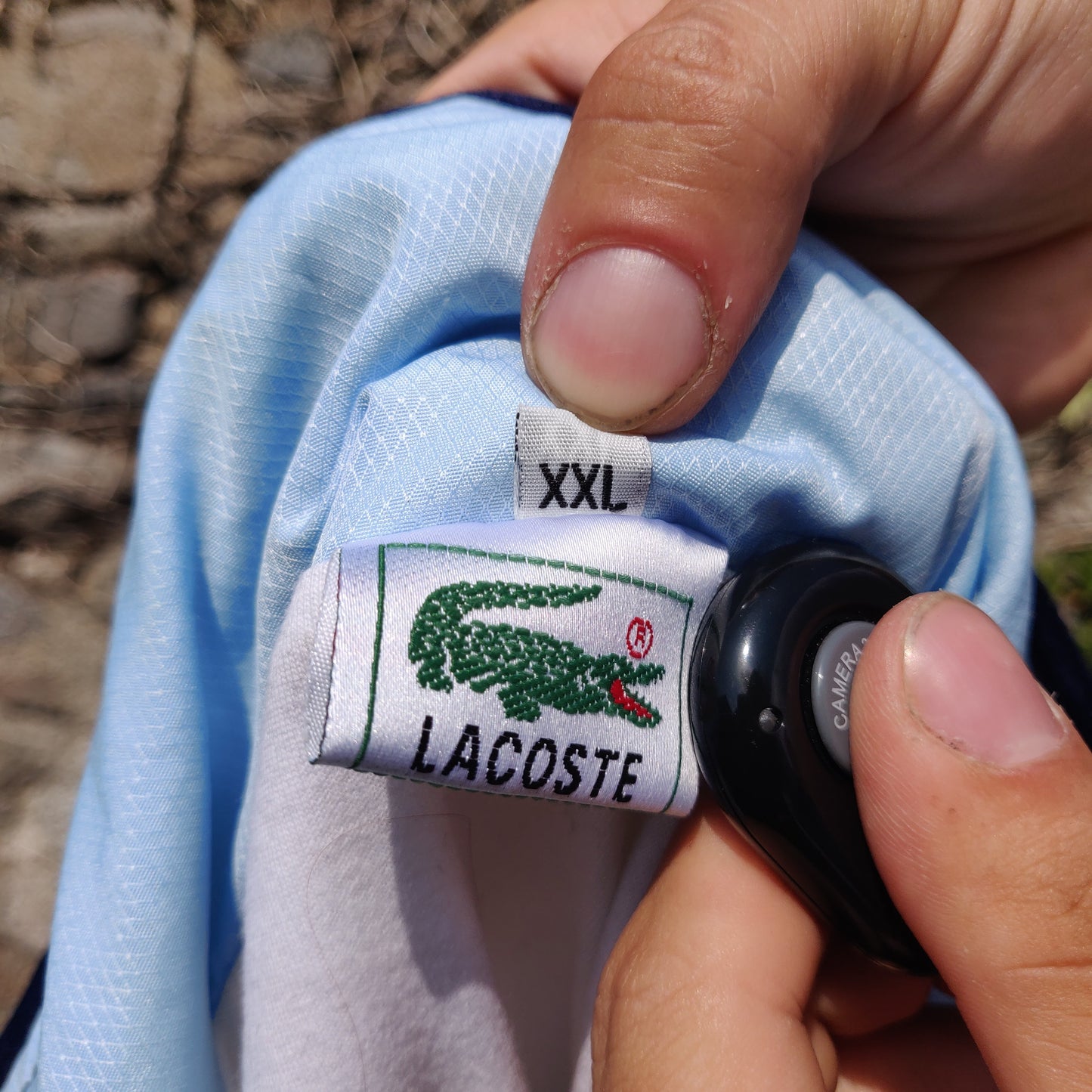 Lacoste Vintage Blue White Windbreaker Track Top Jacket Men Size XXL