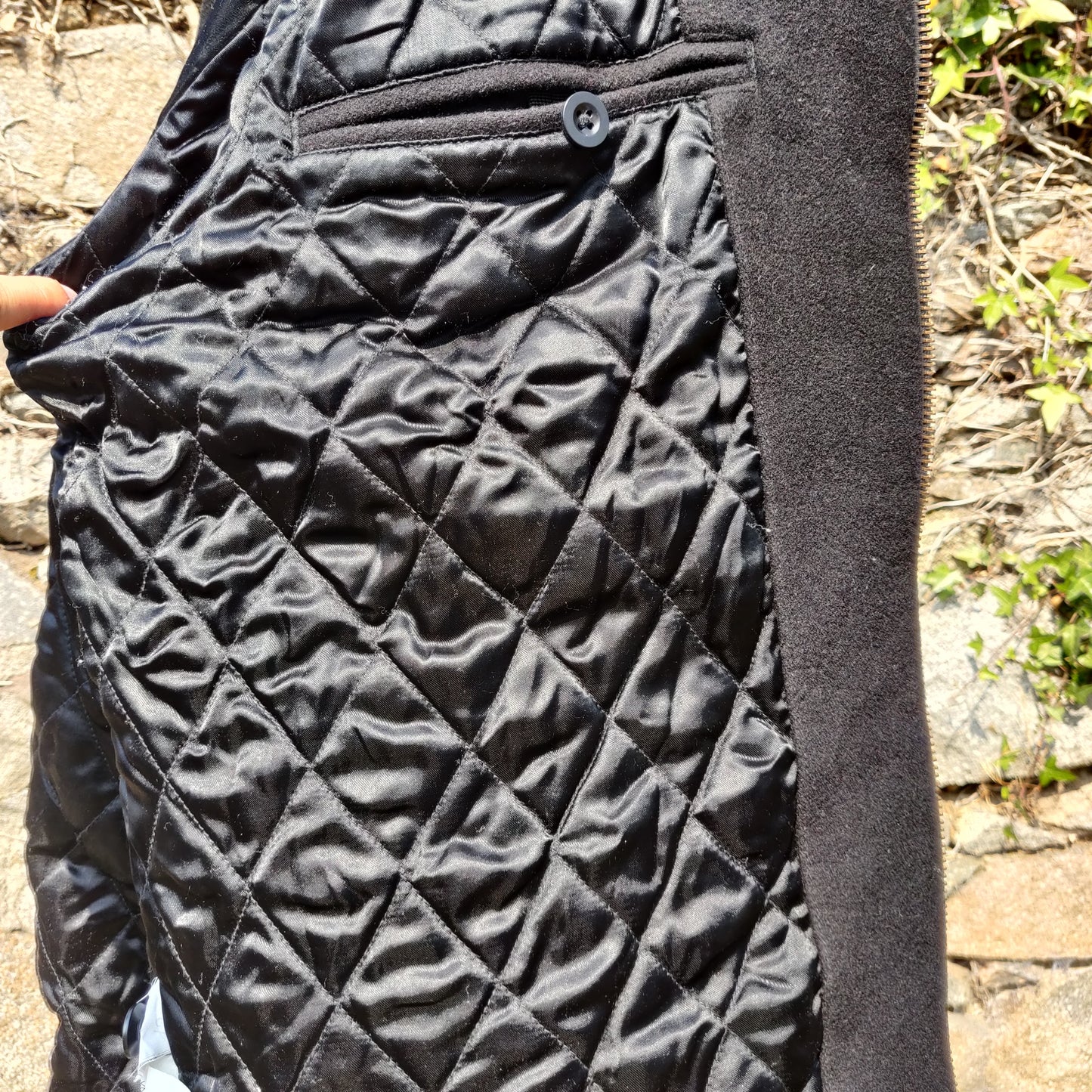 GAP Black Wool Blend Full Zip Casual Quilted Collar Bomber Jacket Men Size Large