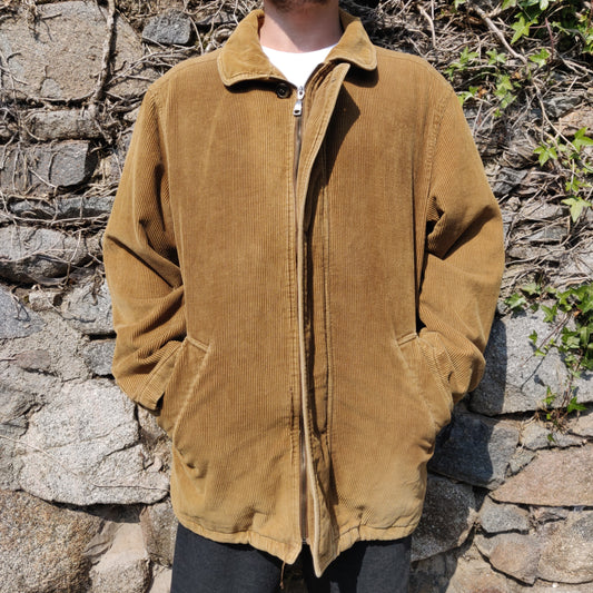 Di Quattro Vintage Brown Tan Corduroy Cord Harrington Bomber Jacket Men Size XL