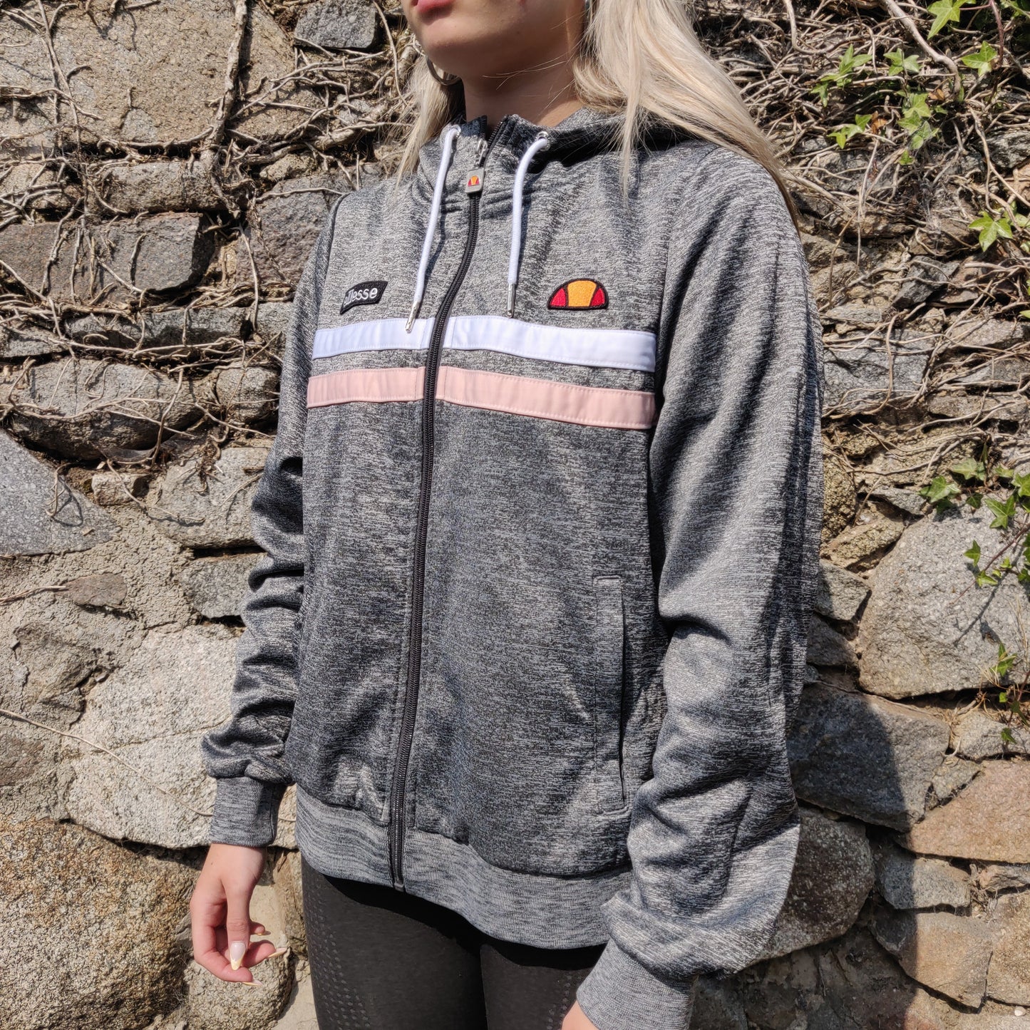 Ellesse Grey Regular Hooded Full-Zip Hoodie Women Size UK 14 / Medium