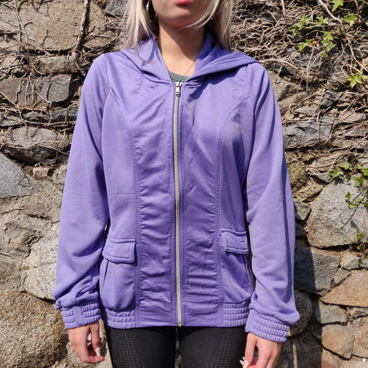 Reebok Purple Full-Zip Athletic Hoodie Women Size Large UK 16-18