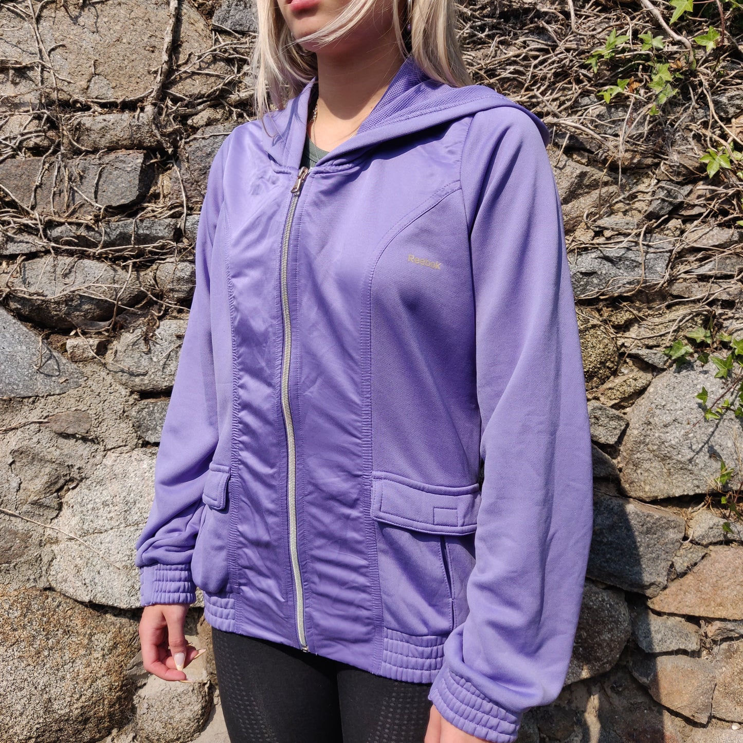 Reebok Purple Full-Zip Athletic Hoodie Women Size Large UK 16-18