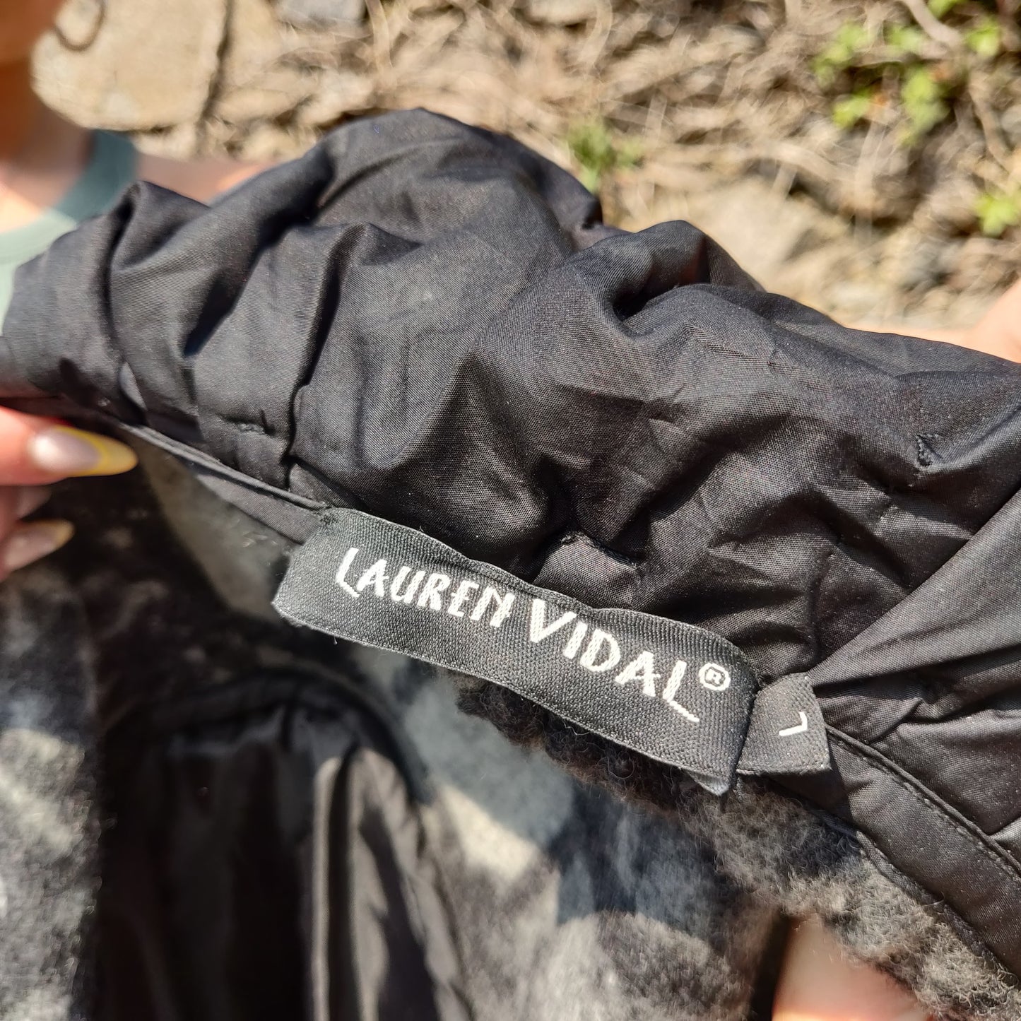 Lauren Vidal Vintage Black Button Embroidered Wool Blazer Jacket Women Large