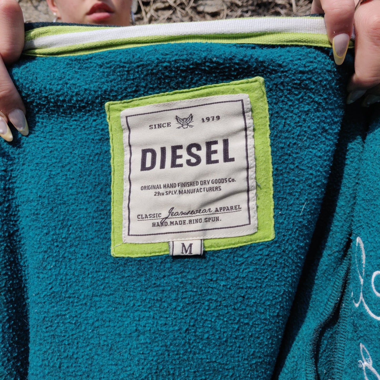 Diesel Vintage Apparel Track & Field Green Full-Zip Hoodie Women Size Medium