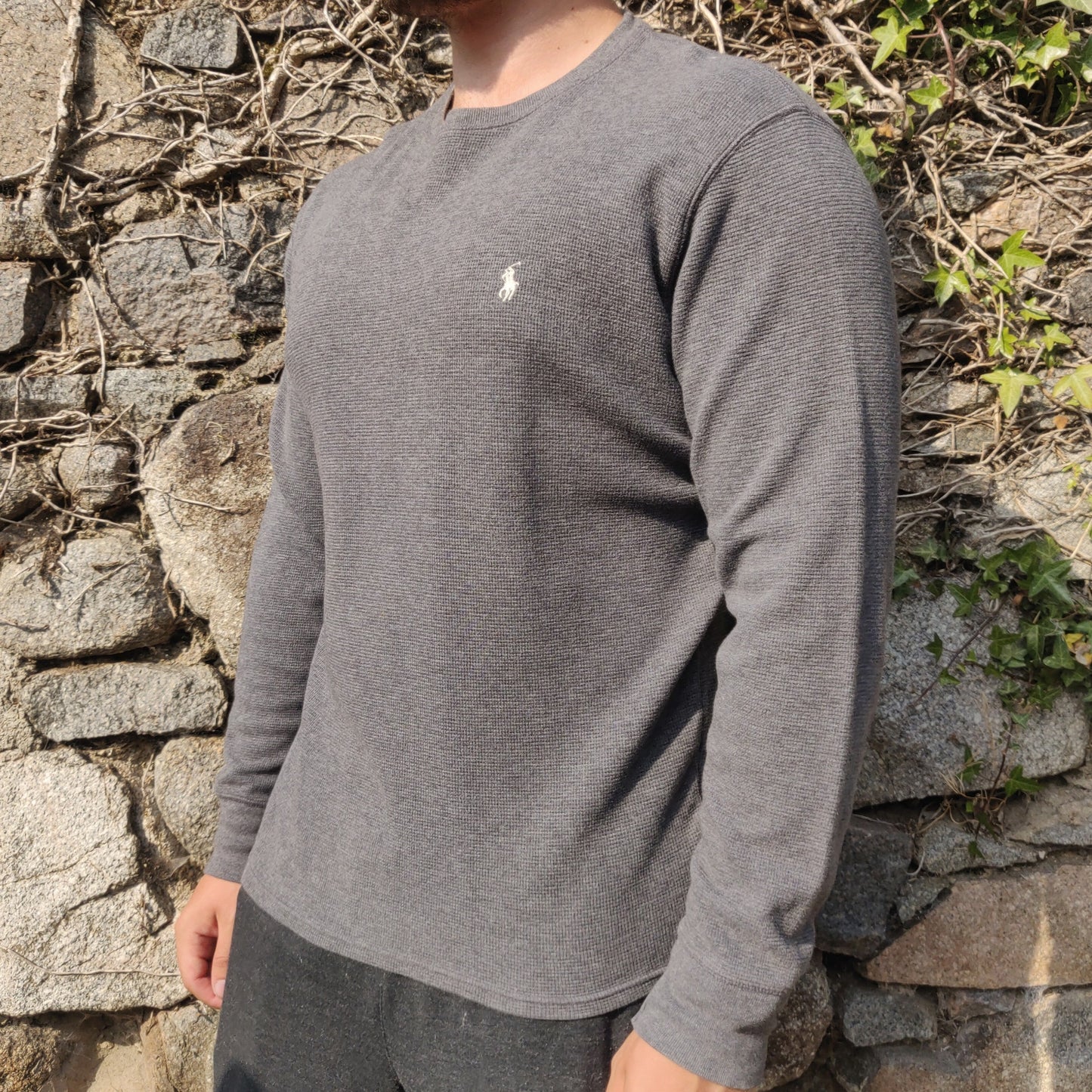 Polo Ralph Lauren Grey Crew Neck Pullover Cotton Jumper Sweater Men Size Medium