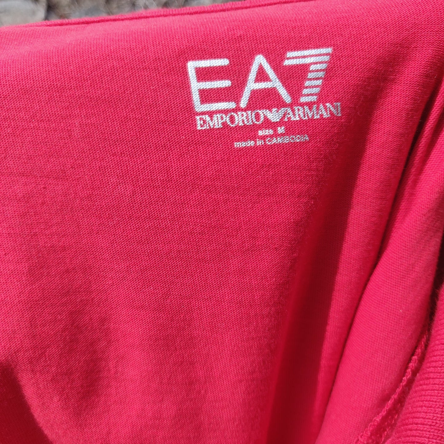 Emporio Armani EA7 Red Train 7 Lines ST Button Polo Shirt Men Size Medium ~ 6YPF59