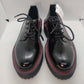 Bershka Shiny Black & Red Chunky Sole Casual Oxford Shoes Women UK 6 EU 39