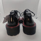 Bershka Shiny Black & Red Chunky Sole Casual Oxford Shoes Women UK 6 EU 39