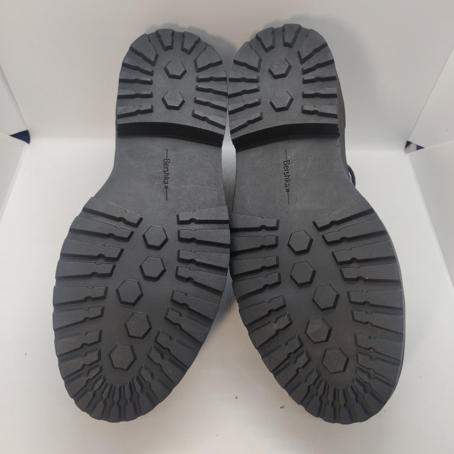 Bershka Shiny Black & Red Chunky Sole Casual Oxford Shoes Women UK 6 EU 39