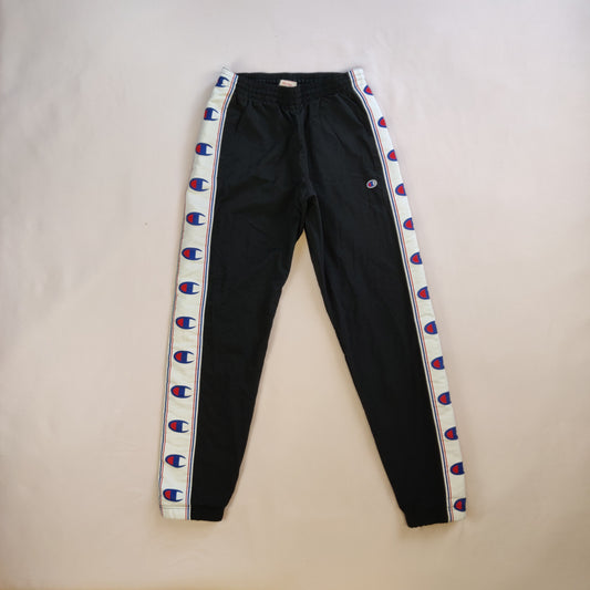 Champion Vintage Black Tracksuit Bottoms Track Pants Elastic Cuff Men Size Small