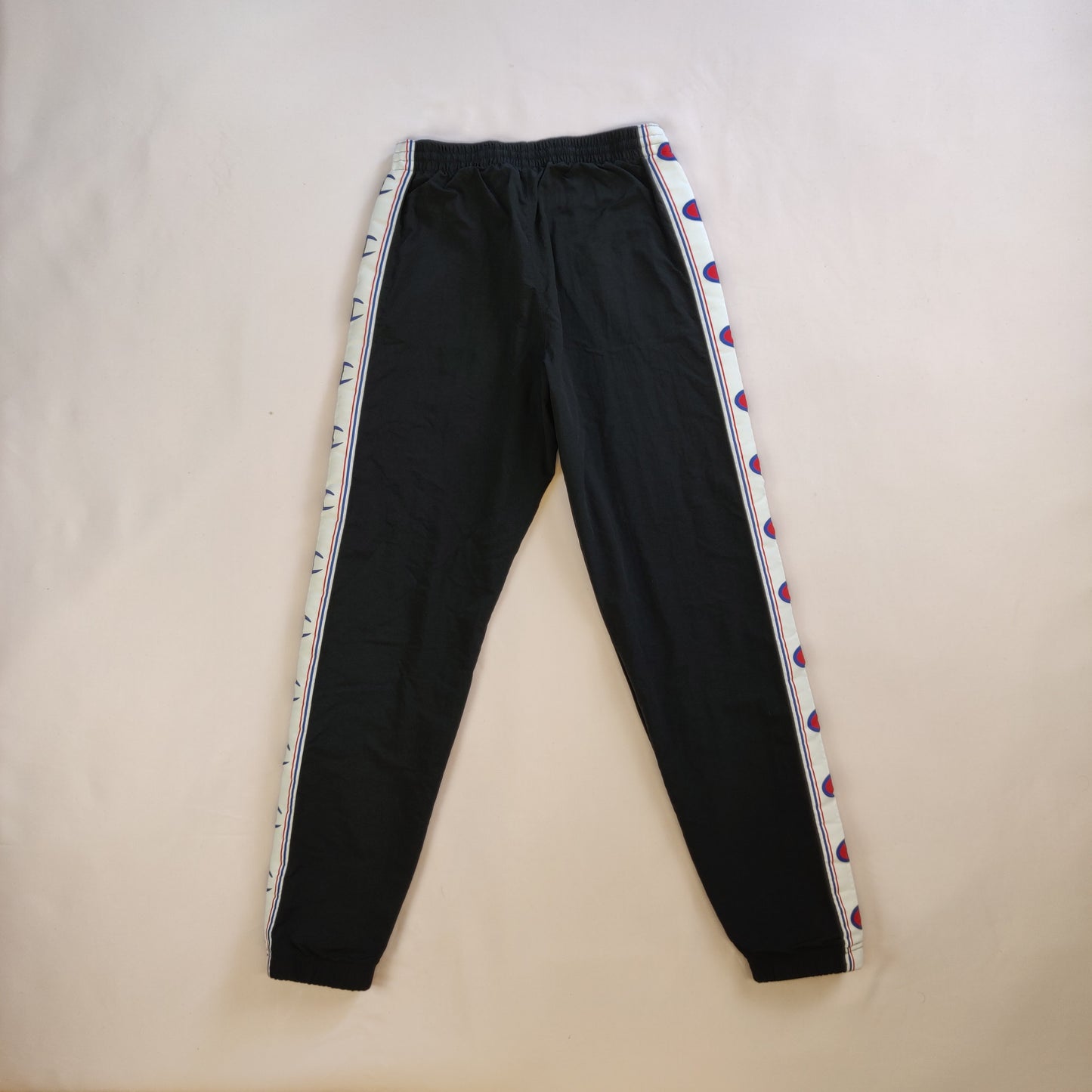 Champion Vintage Black Tracksuit Bottoms Track Pants Elastic Cuff Men Size Small