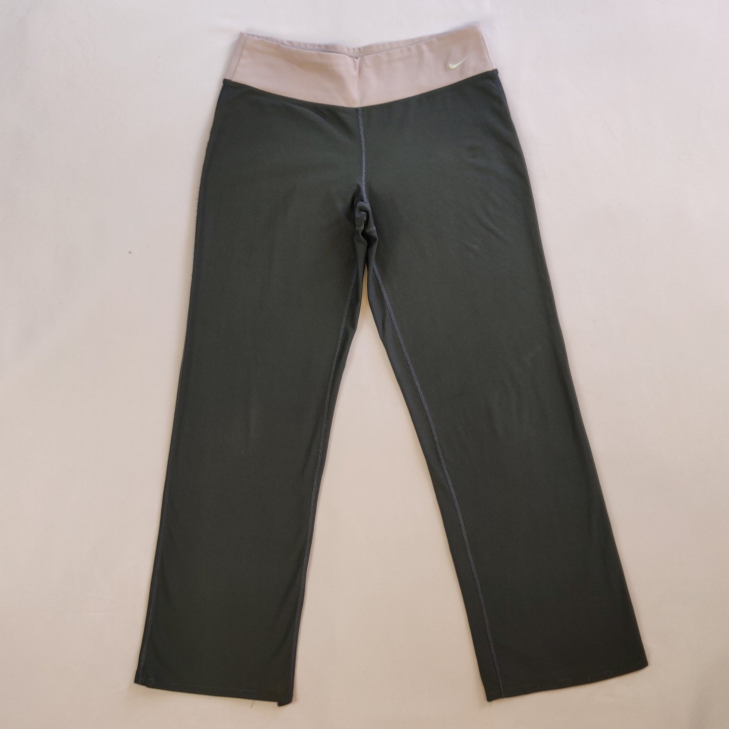 Nike Vintage Fit-Dry Grey Pink Mid Rise Yoga Gym Flared Leggings Women Size Small