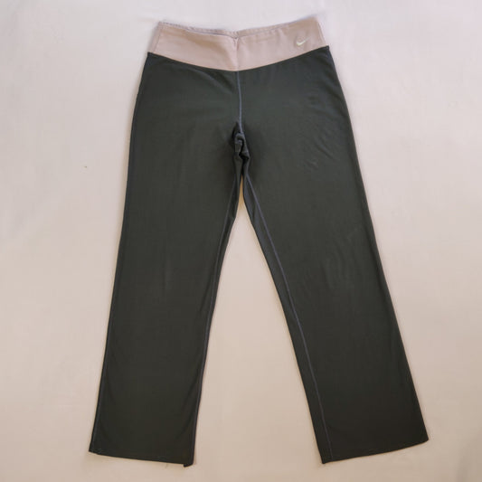 Nike Vintage Fit-Dry Grey Pink Mid Rise Yoga Gym Flared Leggings Women Size Small