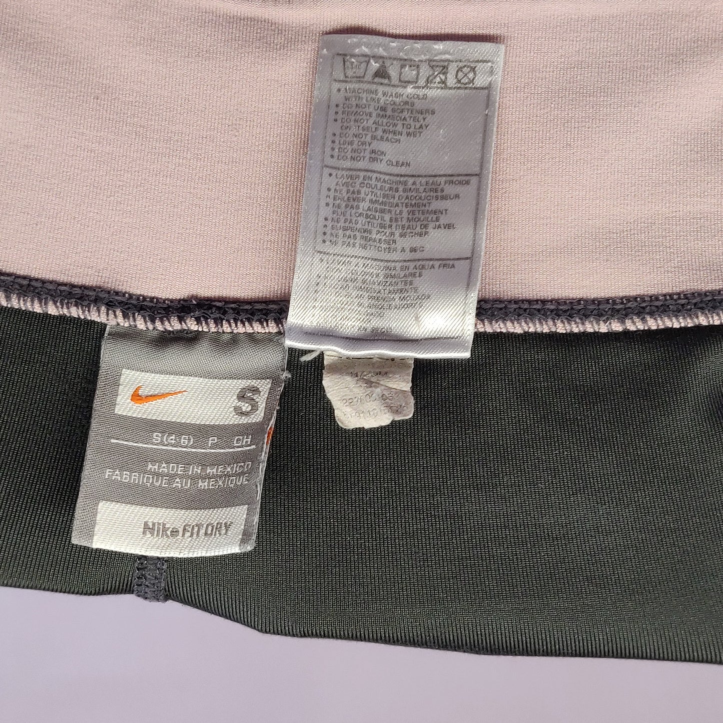 Nike Vintage Fit-Dry Grey Pink Mid Rise Yoga Gym Flared Leggings Women Size Small