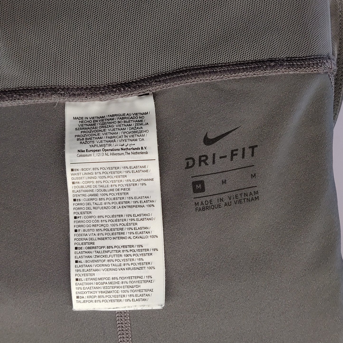 Nike Dri-Fit Power Gunsmoke Grey Mesh Mid Rise Capri Leggings Women Medium ~ BQ5948-056
