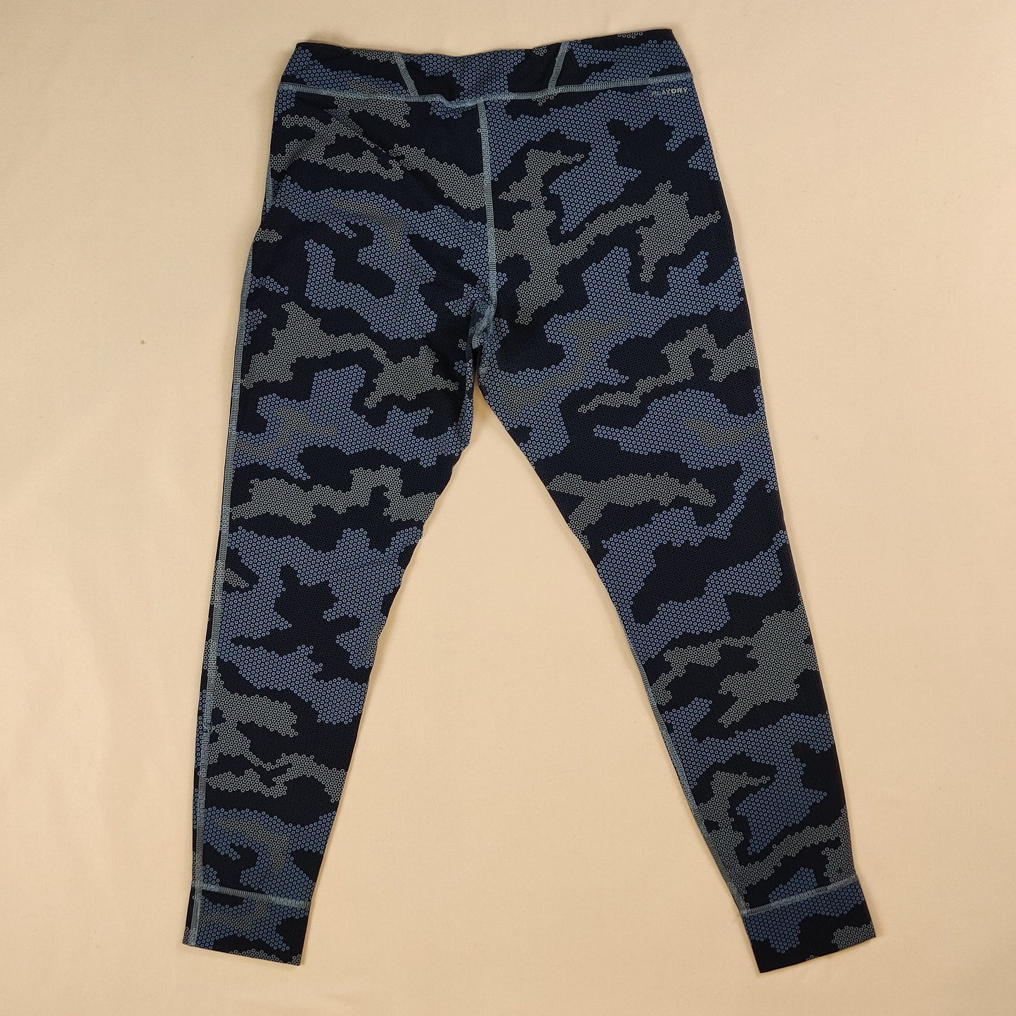 Reebok Blue Digital Camouflage Training Yoga Leggings Women Large UK 16-18