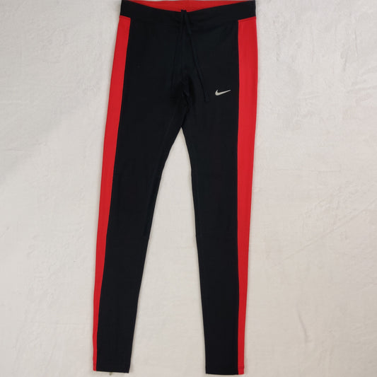 Nike Dri-Fit Power Essential Black Red Mid Rise Leggings Women Small ~ 645606-012