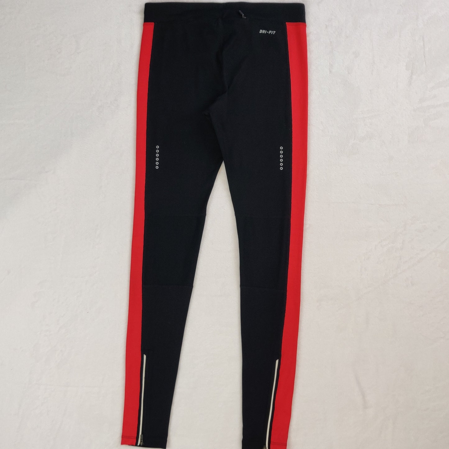 Nike Dri-Fit Power Essential Black Red Mid Rise Leggings Women Small ~ 645606-012